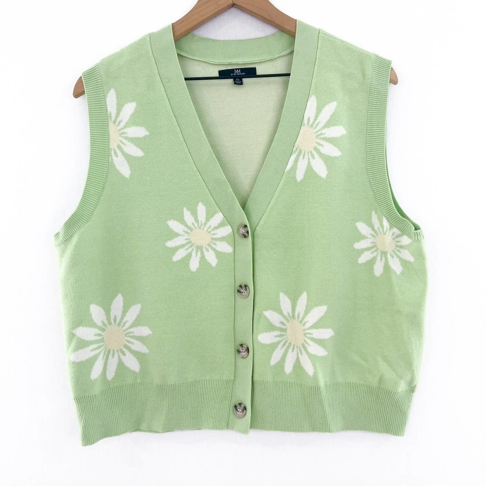 Green Floral Sweater Vest